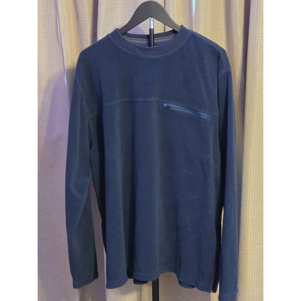L.L. Bean‎ Crew Neck Fleece Pullover Mens Size XL Tall Navy Front Zip Pocket